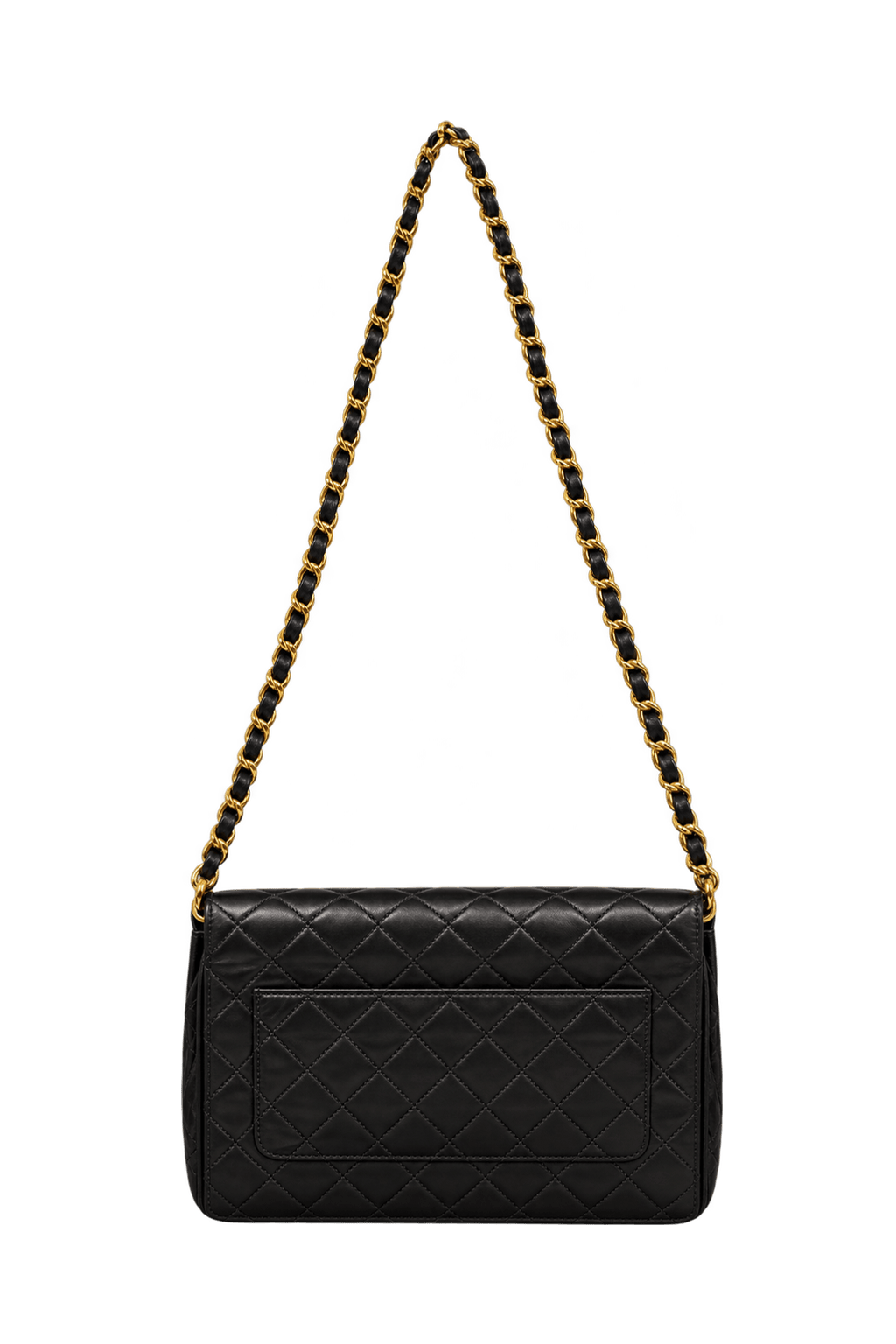 1990s Black Leather Shoulder Bag - Back View