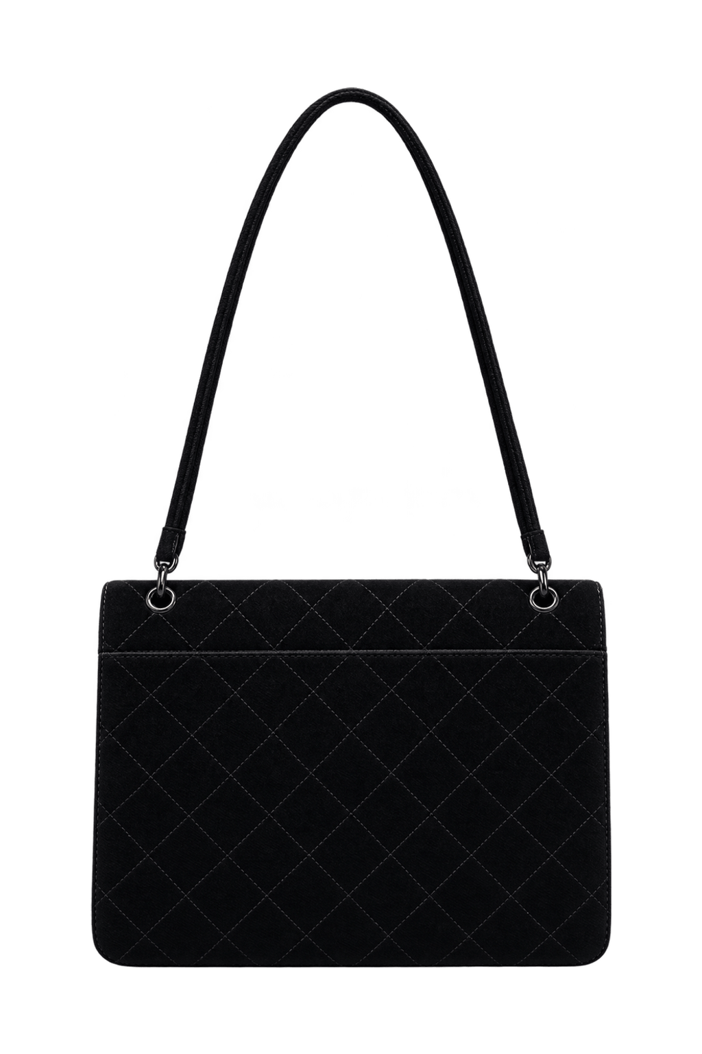 1990s Black Suede-Like Shoulder Bag - Back View
