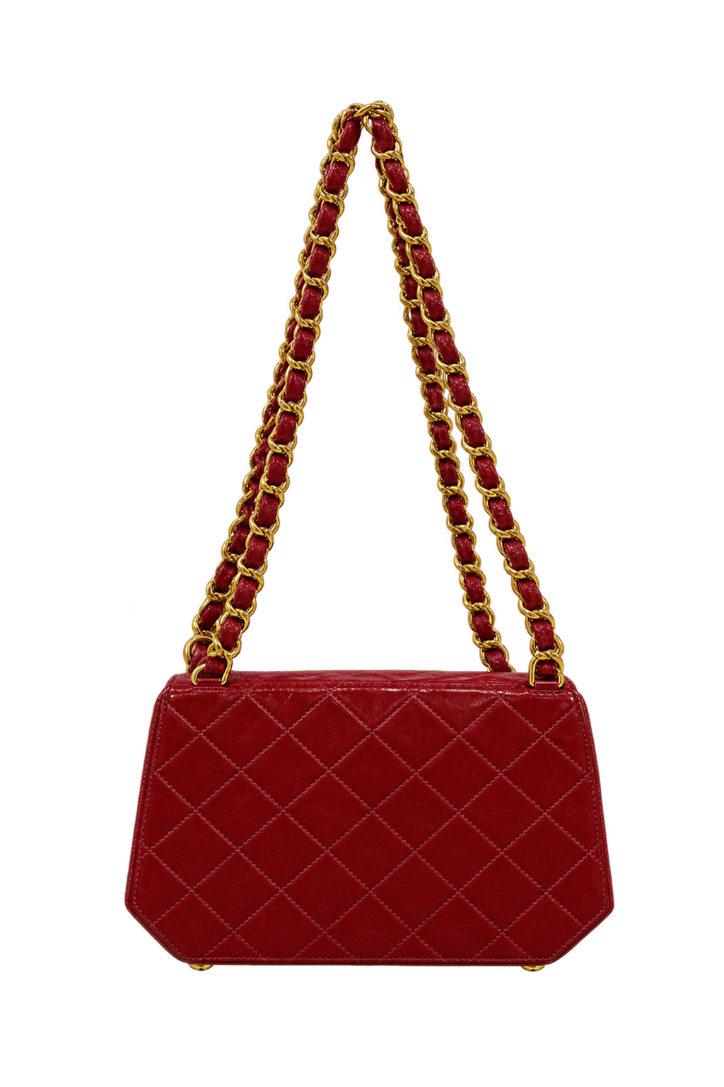 1990s Deep Burgundy Red Leather Shoulder Bag - Back View