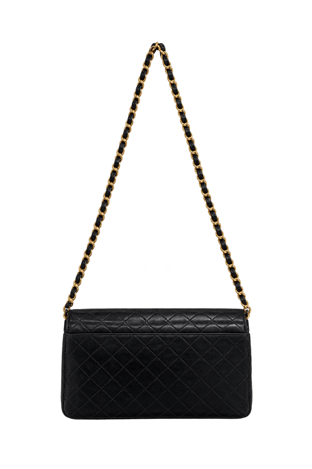 1990s Black Leather Shoulder Bag - Back View