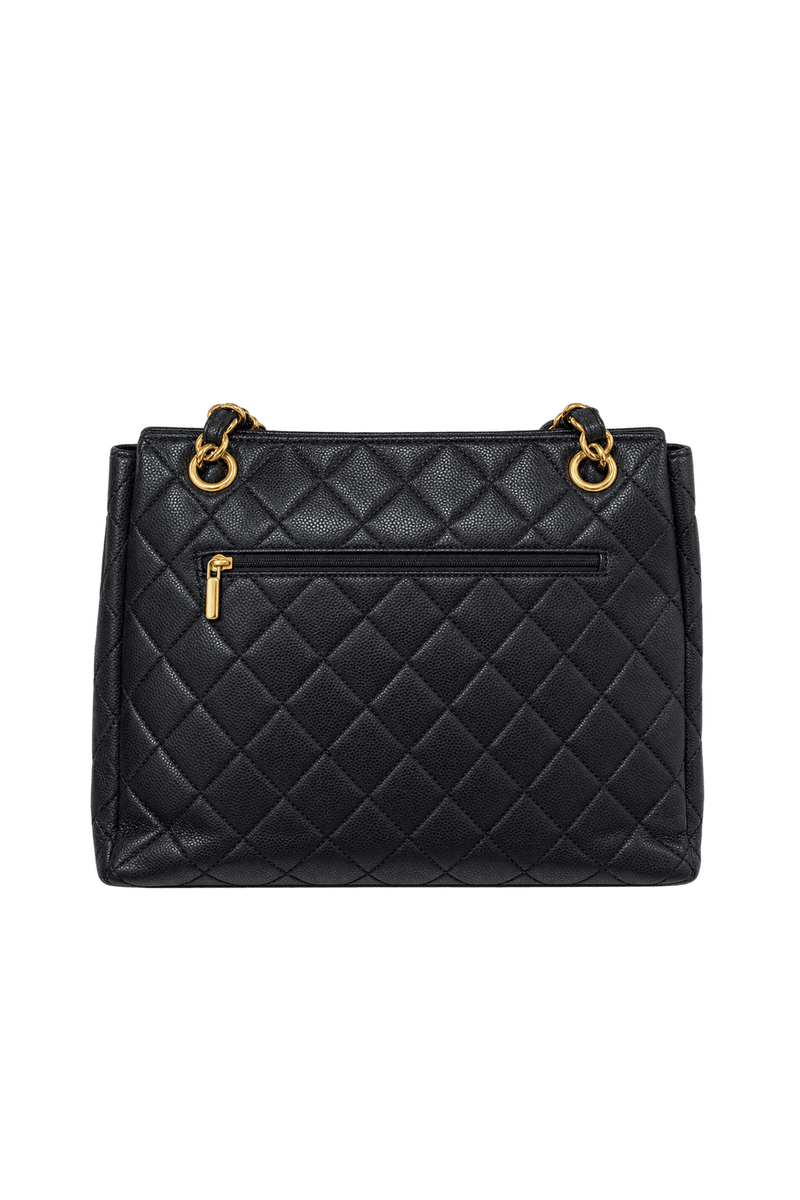 1990s Black Leather Shoulder Bag - Back View