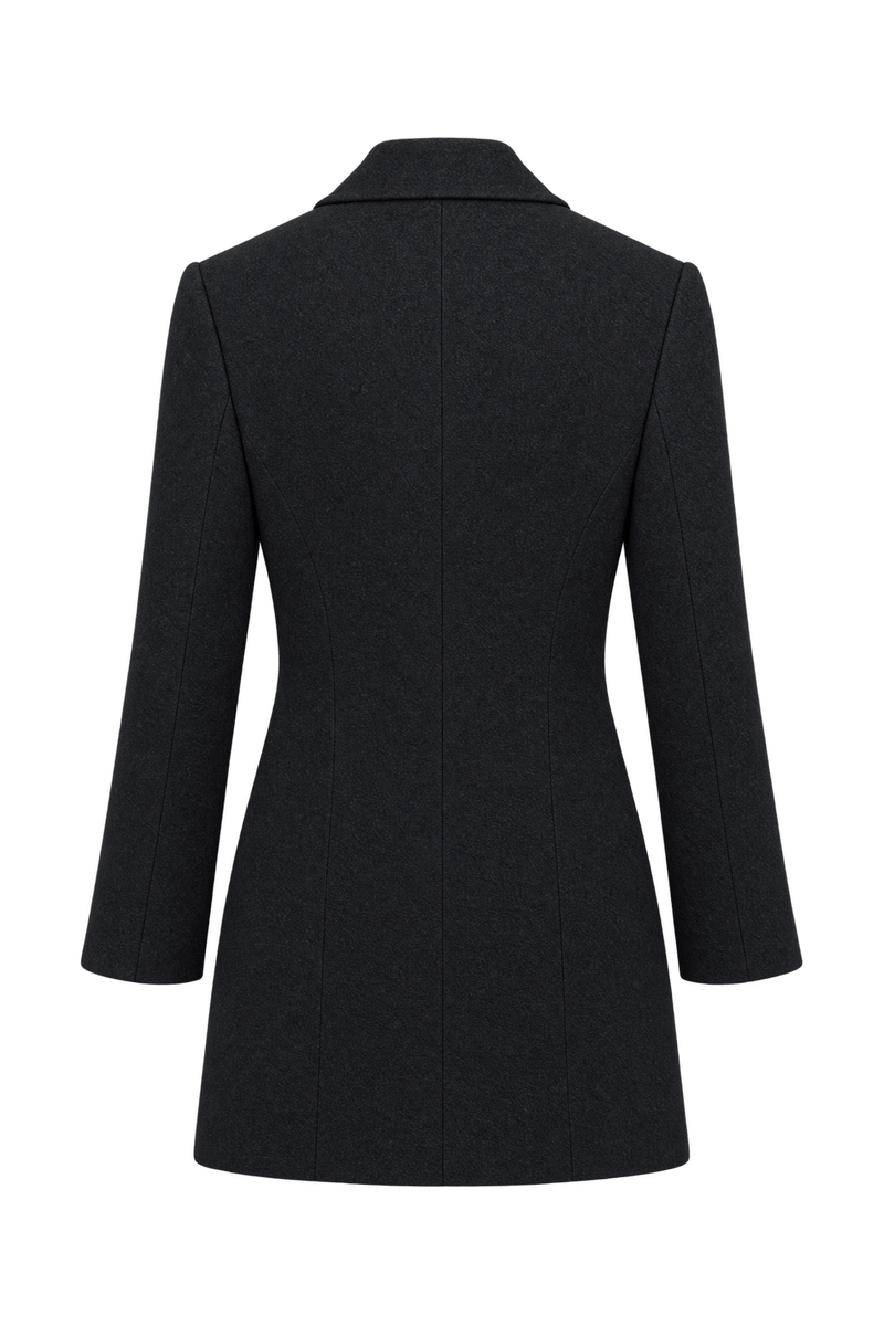 1980s Black Wool Blazer - Back View