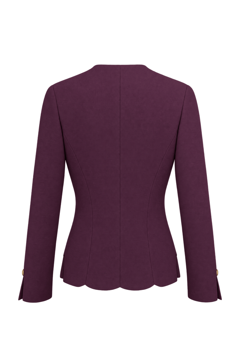 1990s Deep Plum Purple Woven Fabric Jacket - Back View