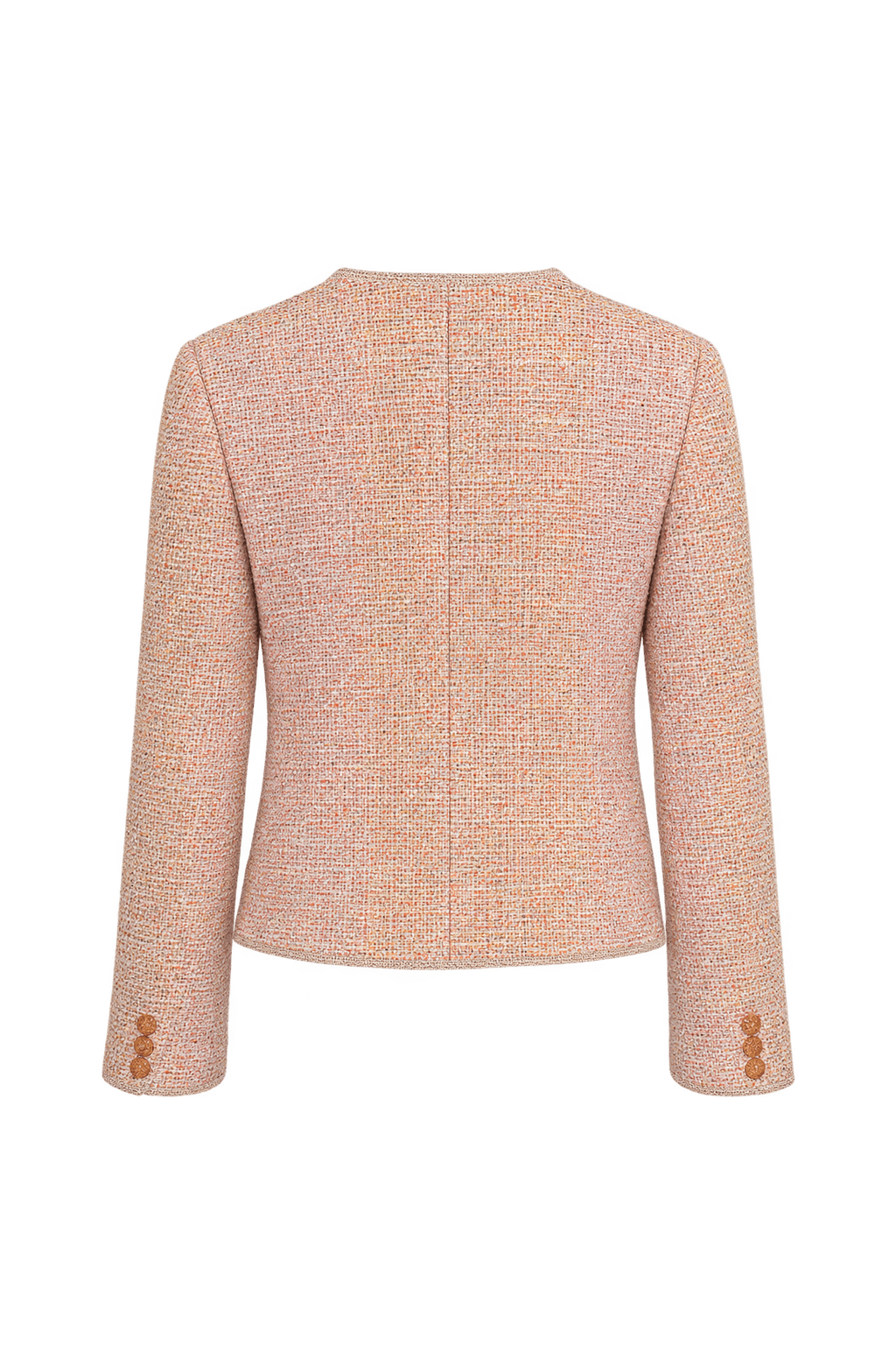 1980s Soft Peach Pink Woven Blazer - Back View