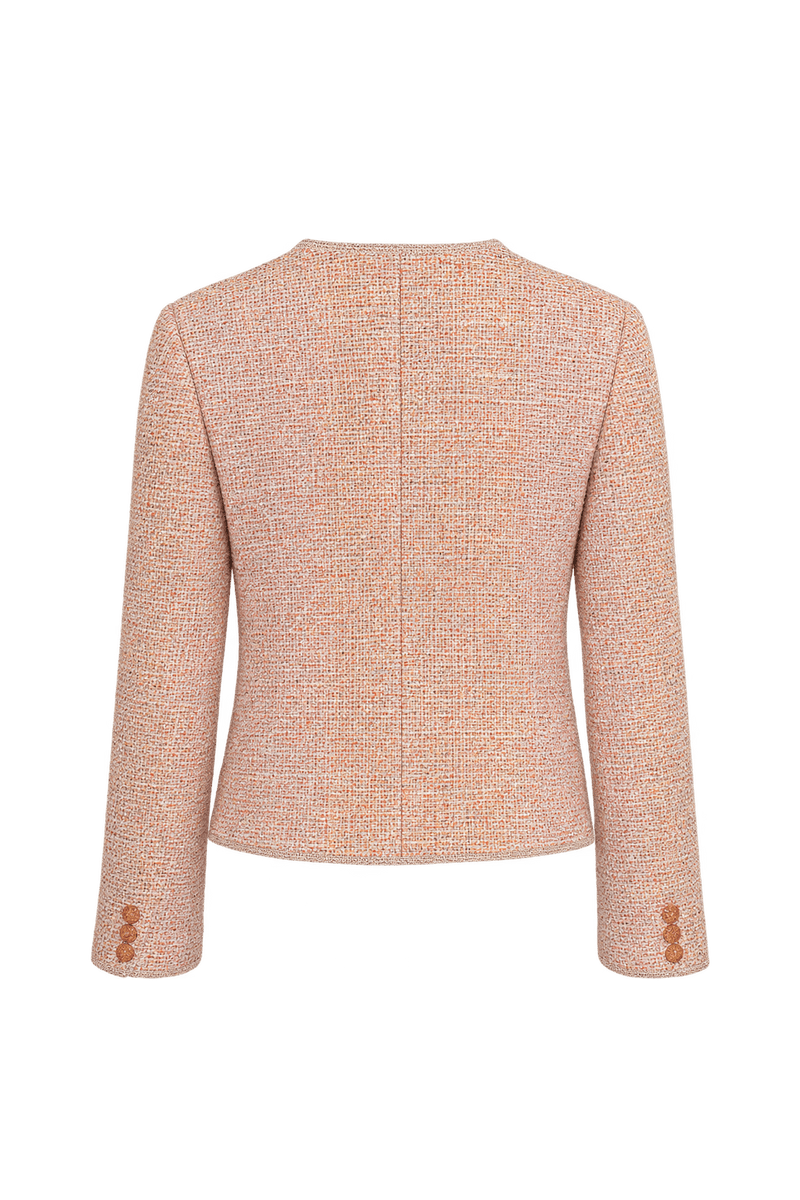 1980s Soft Peach Pink Woven Blazer - Back View