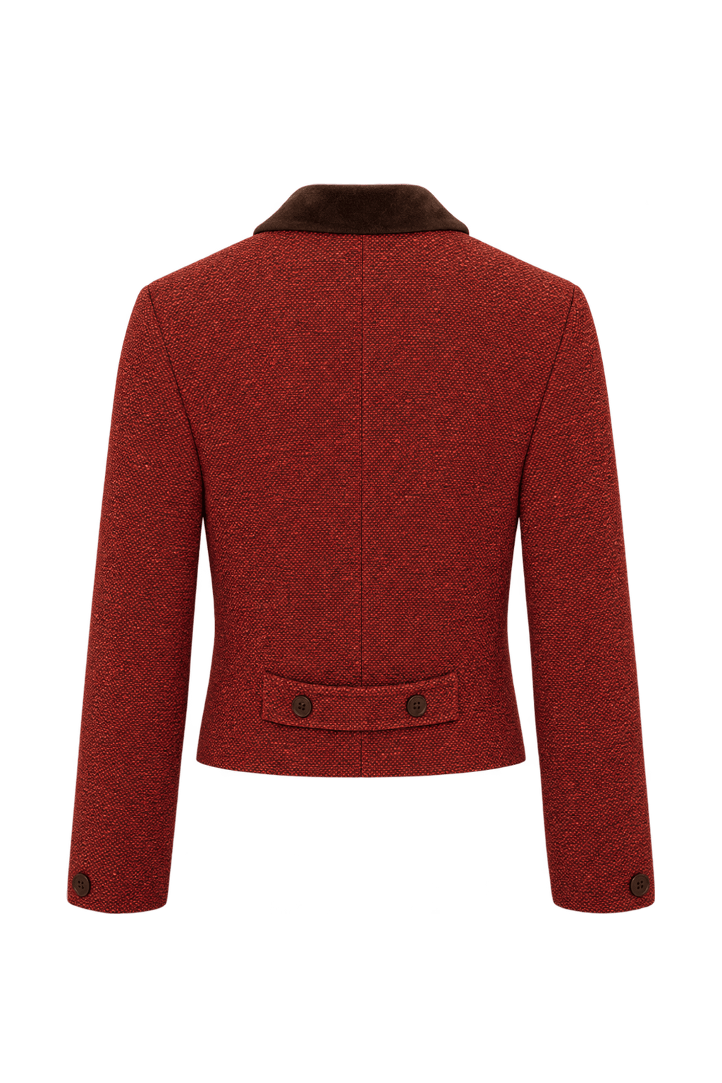 1980s Rust Red Woven Fabric Jacket - Back View