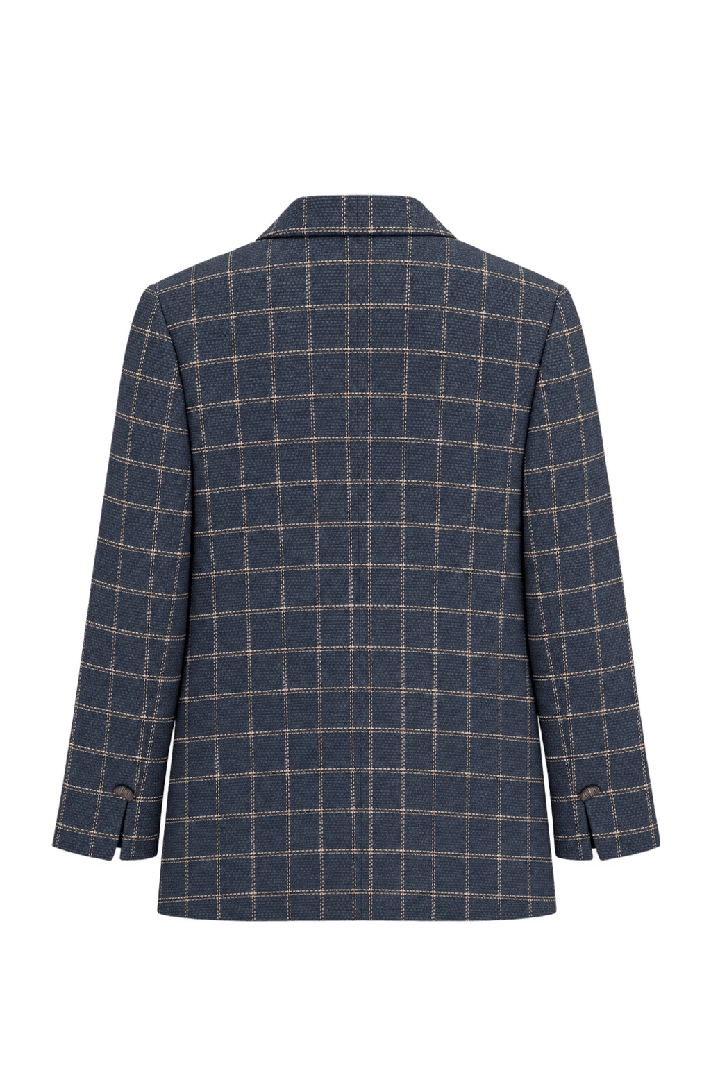 1980s Dark Navy Blue Tweed Blazer - Back View