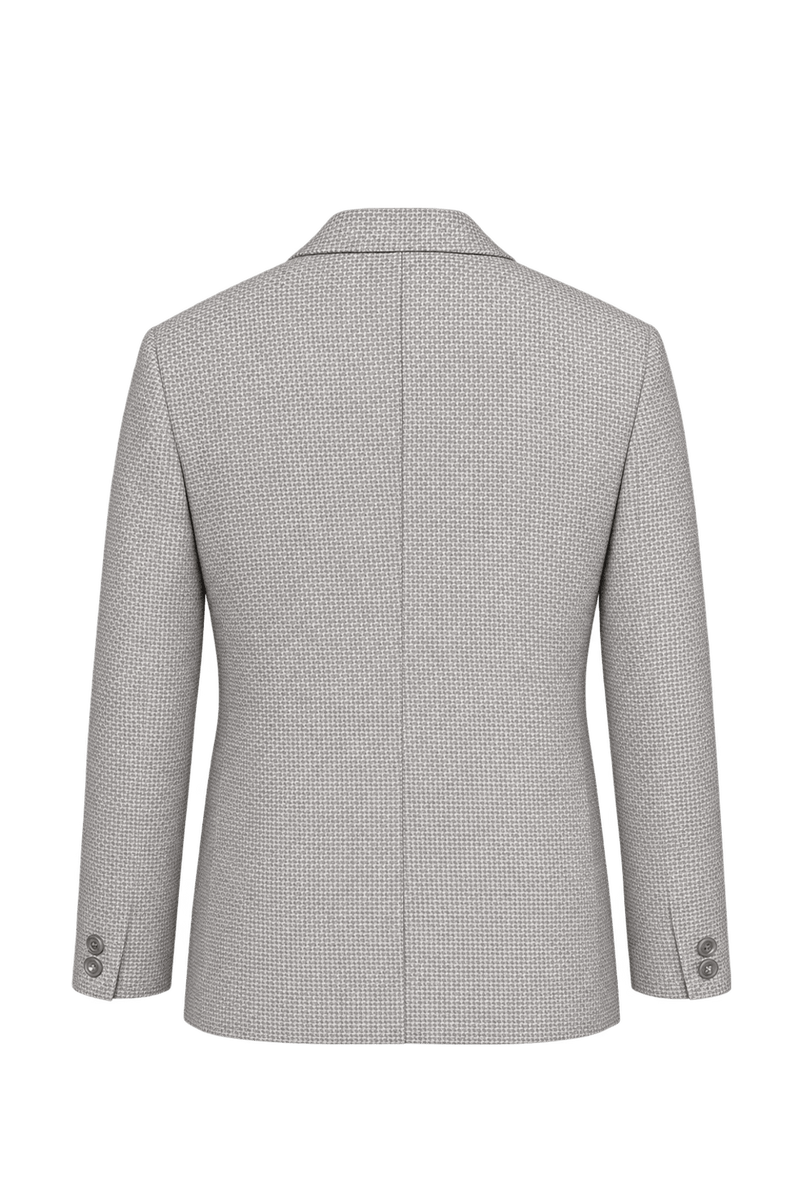 1980s Light Warm Grey Woven Blazer - Back View