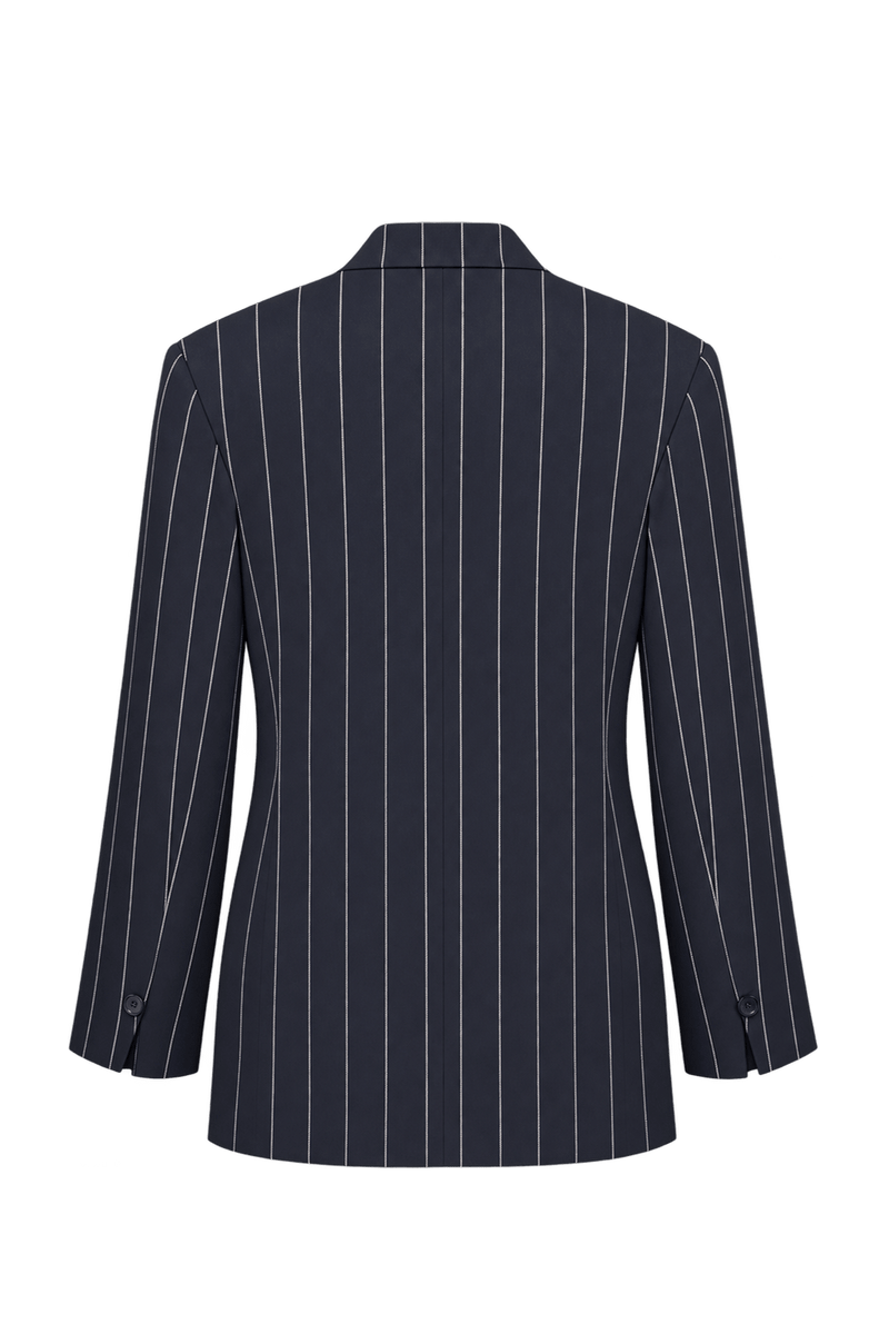 1980s Very Dark Navy Blue Woven Jacket - Back View