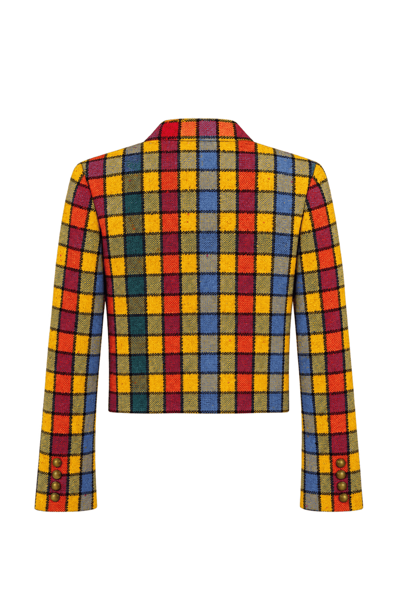 1980s Golden Yellow Woven Jacket - Back View