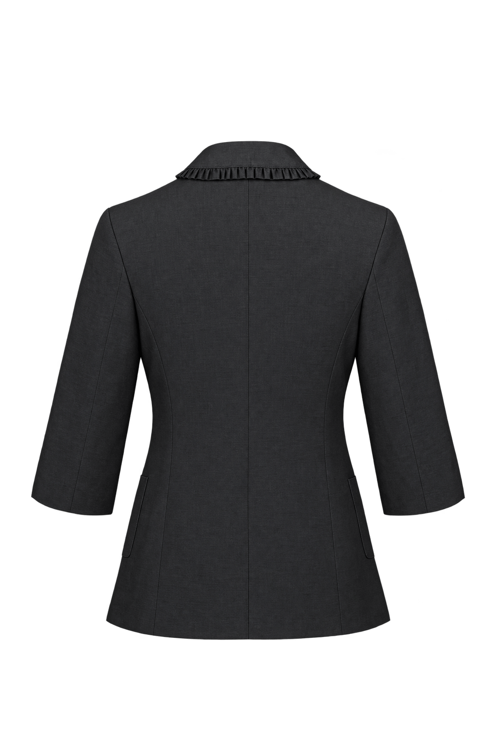 1990s Black Woven Fabric Blazer - Back View