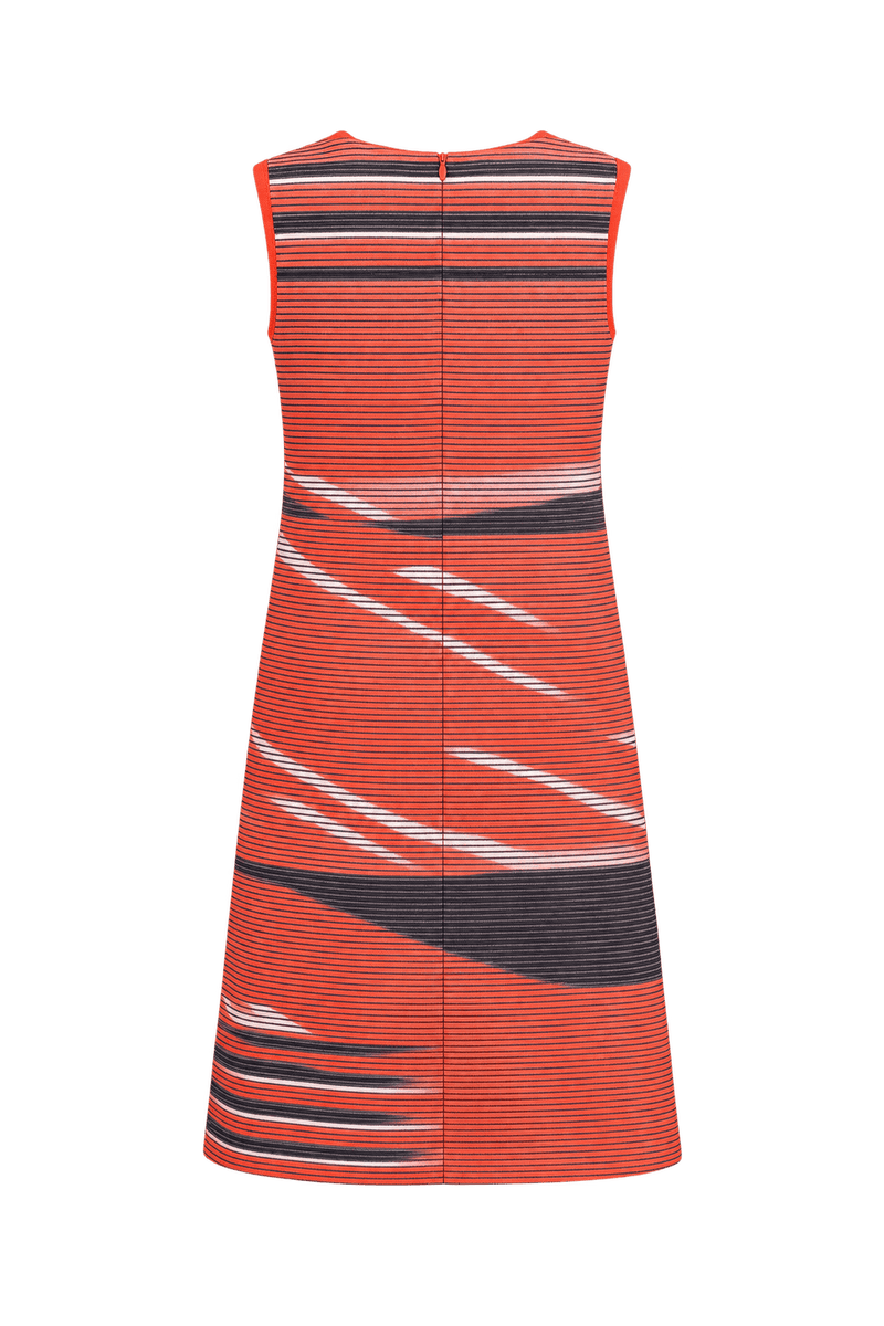 1990s Bright Orange Synthetic Blend A-line Dress - Back View