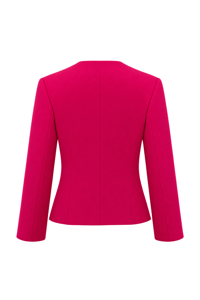 1980s Vivid Fuchsia Pink Wool Jacket - Back View
