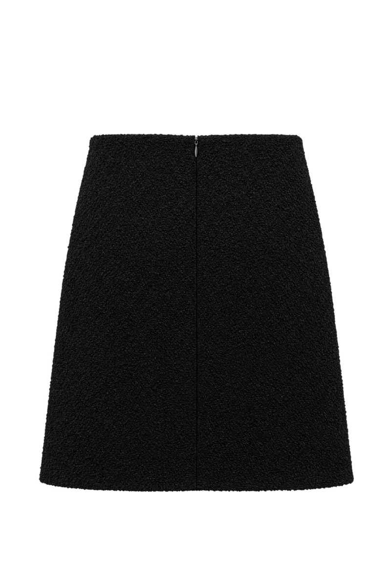 1990s Black Woven Mini Skirt - Back View