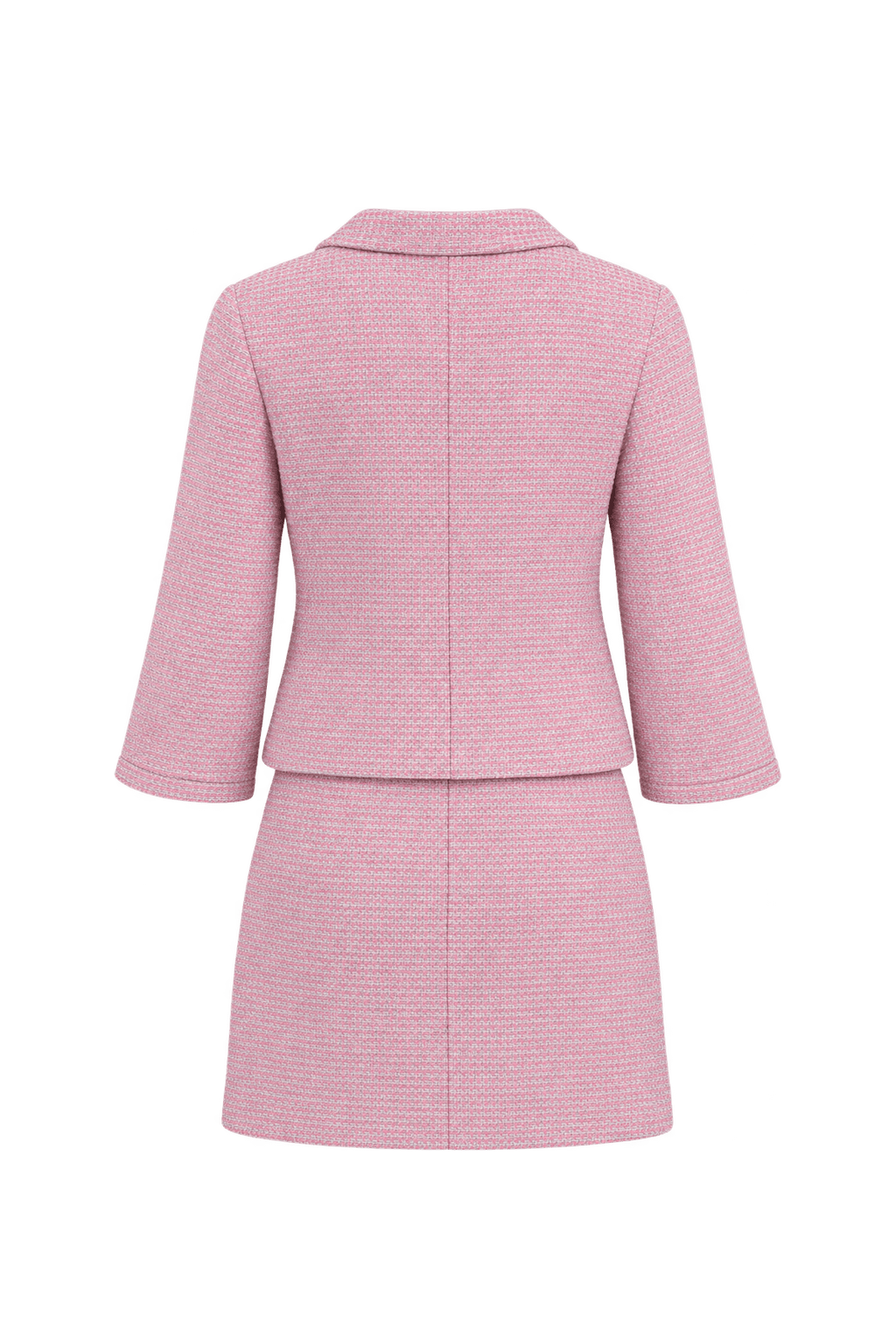 1990s Soft Pink Bouclé Skirt Suit - Back View