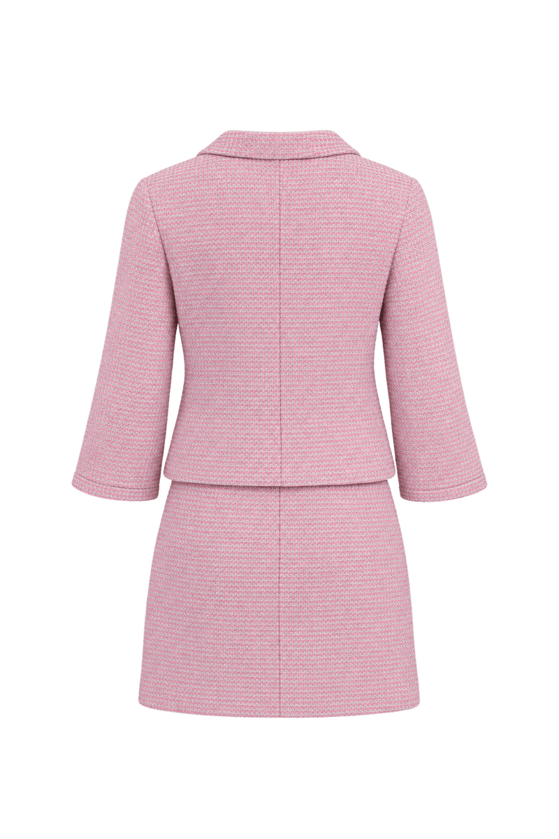 1990s Soft Pink Bouclé Skirt Suit - Back View