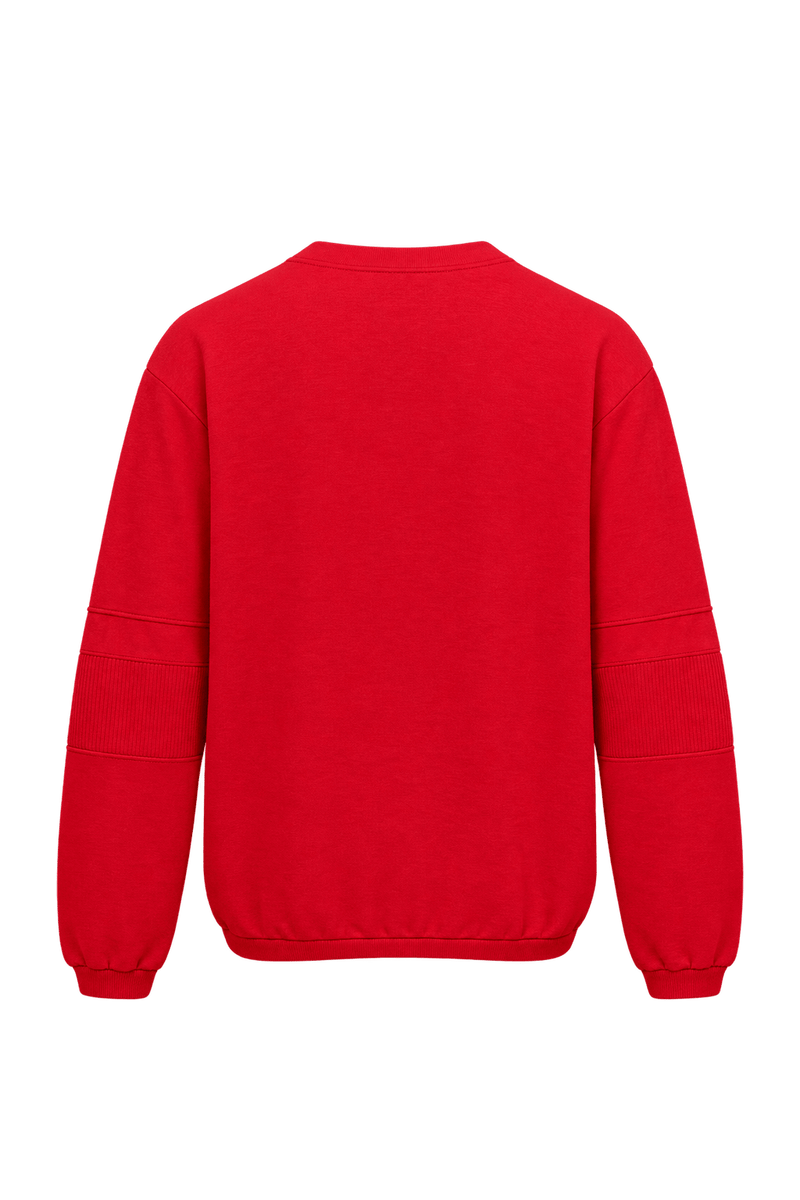 1980s Bright Red Cotton-Blend Knit Henley - Back View