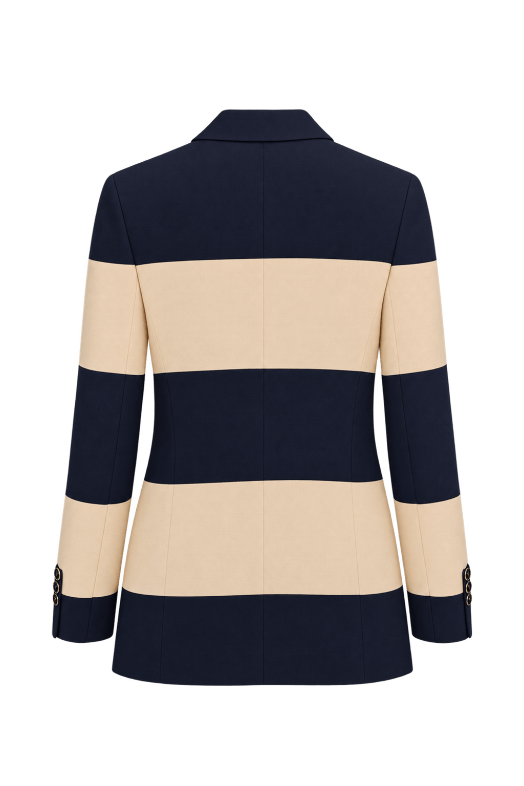 1980s Dark Navy Blue Woven Blazer - Back View