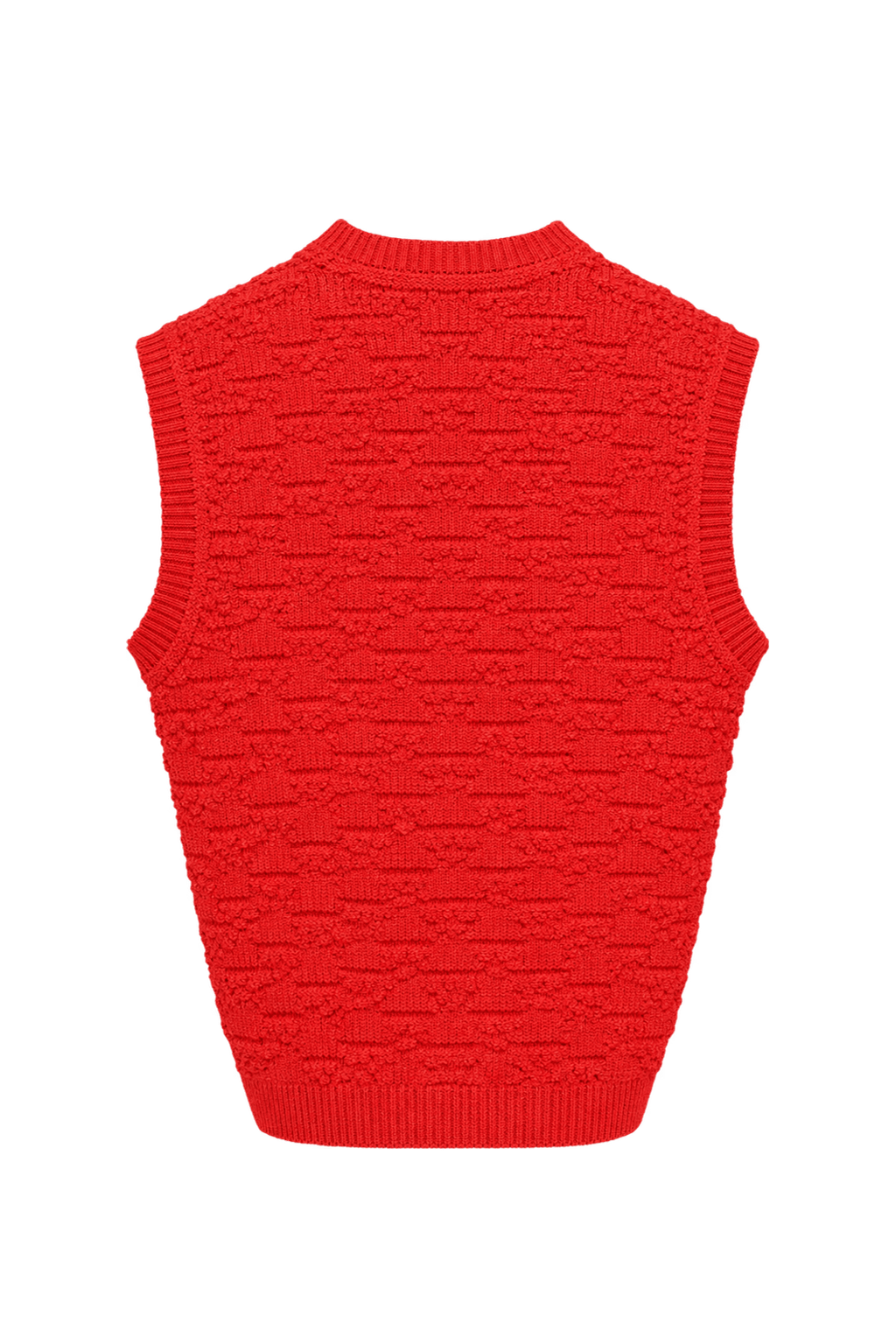 1980s Bright Coral Red Unverified Knit Vest - Back View