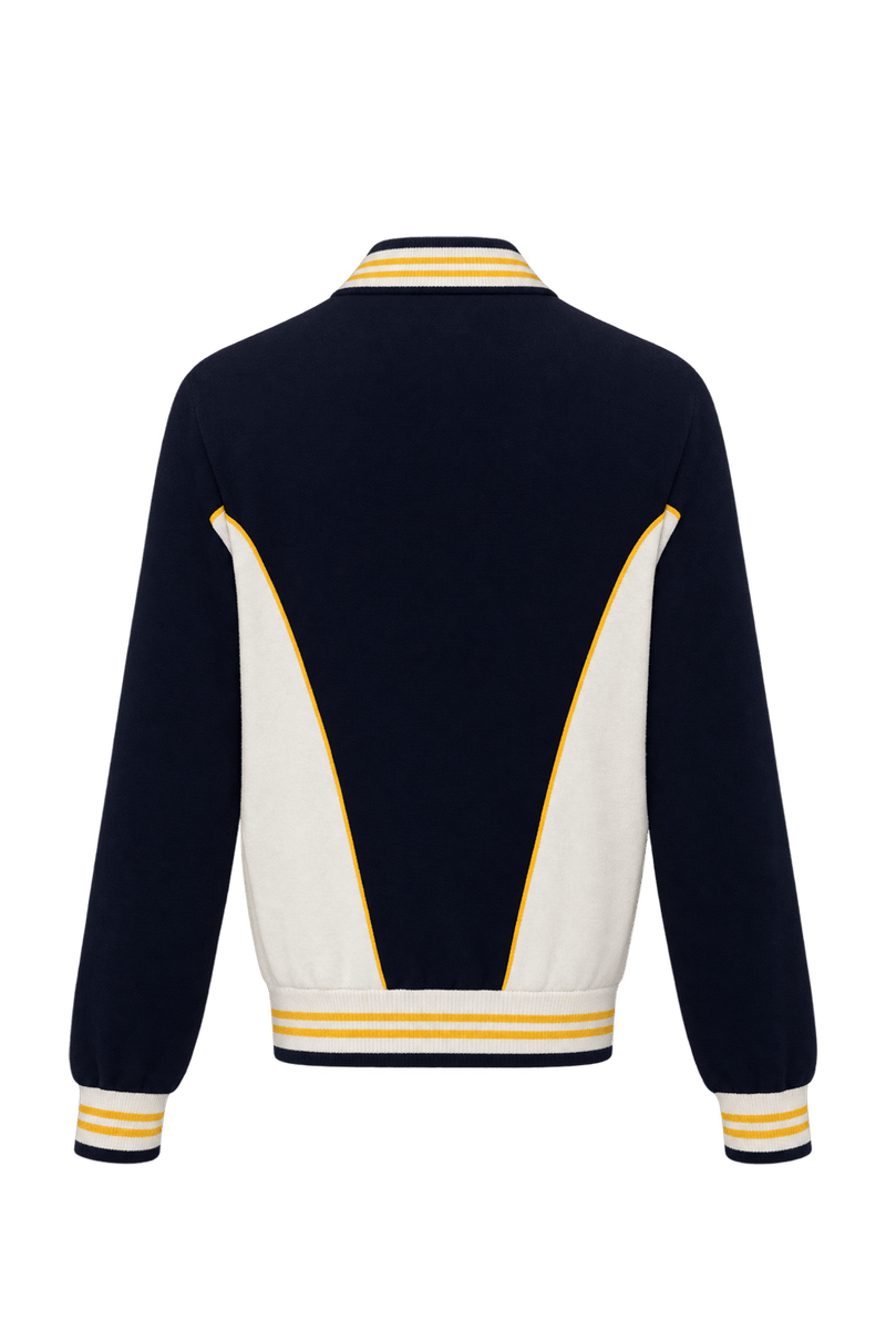 1980s Dark Navy Blue Knit Jacket - Back View