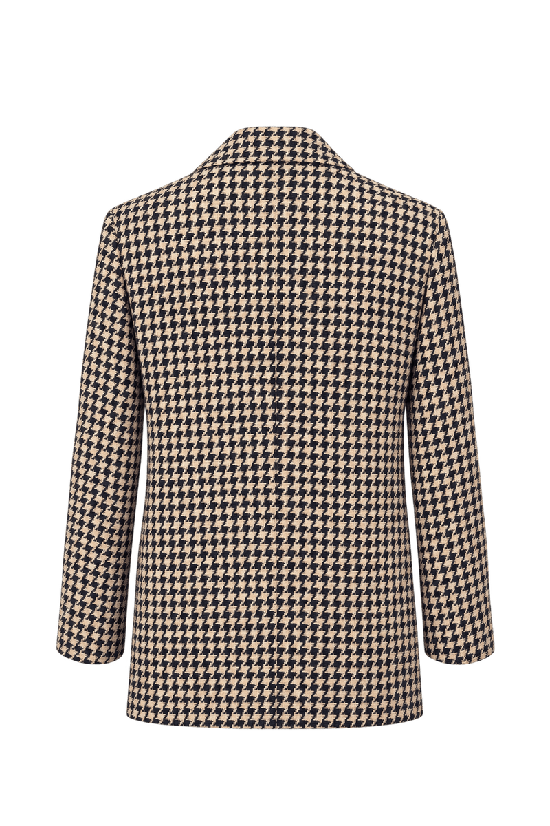 1980s Black Houndstooth Woven Blazer - Back View