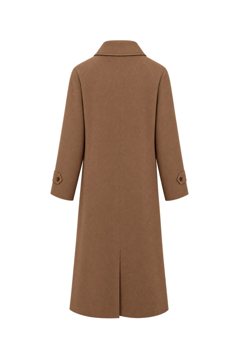 1980s Camel Brown Wool-Blend Coat - Back View