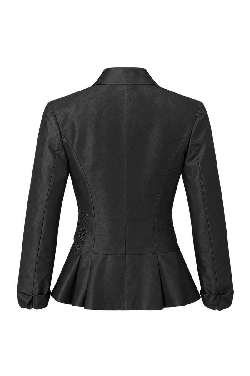 1990s Black Woven Fabric Blazer - Back View