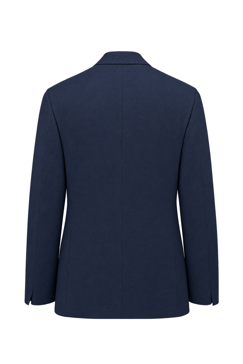 1980s Very Dark Navy Blue Unverified Suiting Blazer - Back View