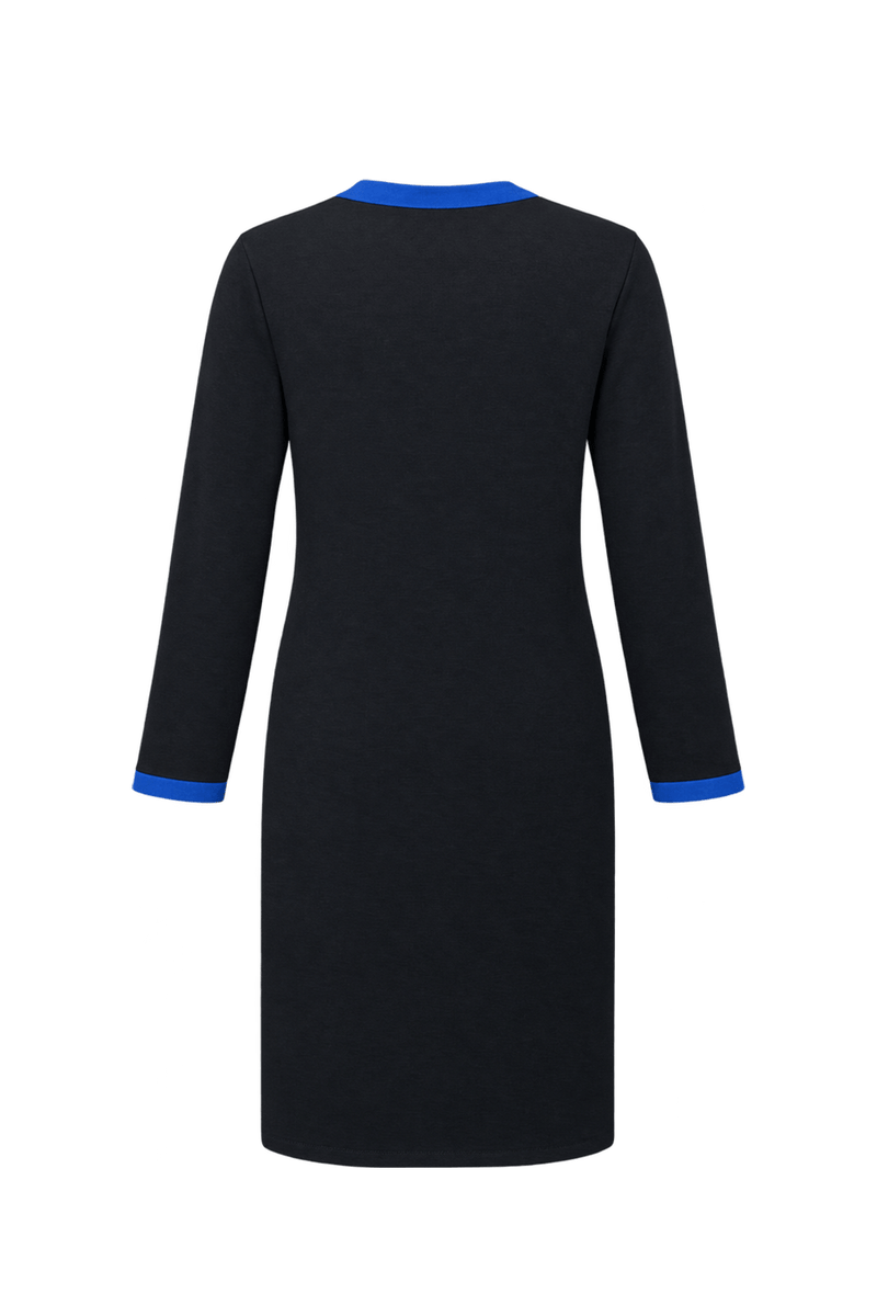 1980s Black Knit Shift Dress - Back View