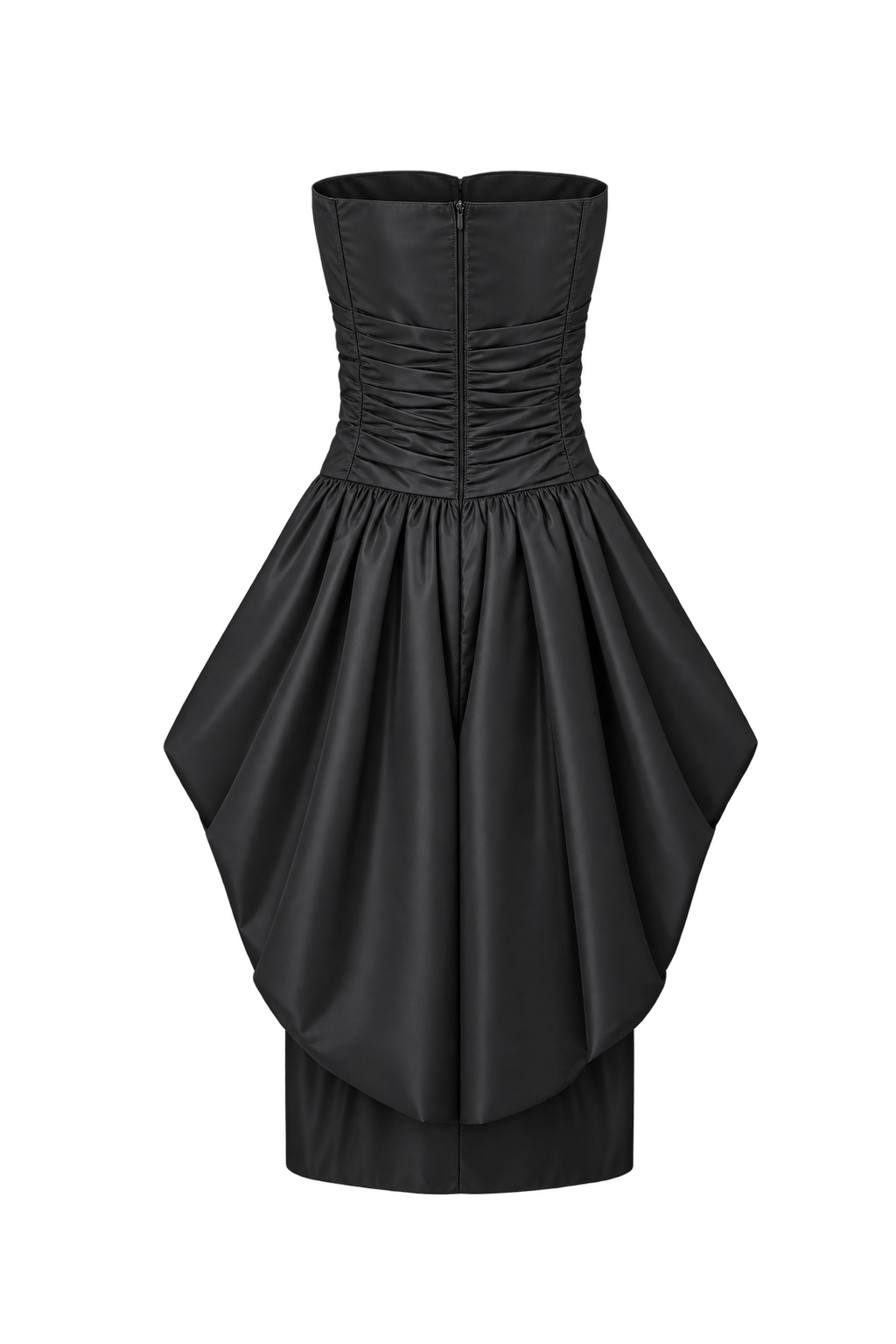 1990s Charcoal Black Taffeta Dress - Back View