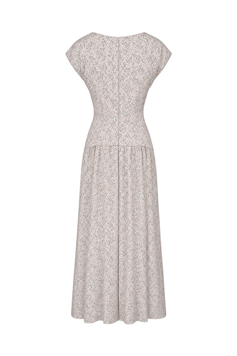 1950s Cream Brocade Dress - Back View