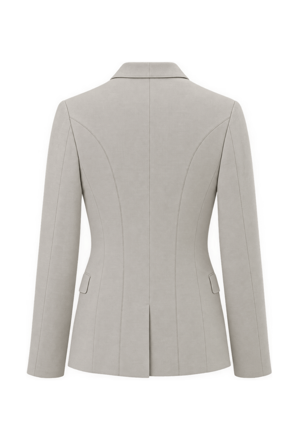 1980s Light Cream Woven Fabric Blazer - Back View