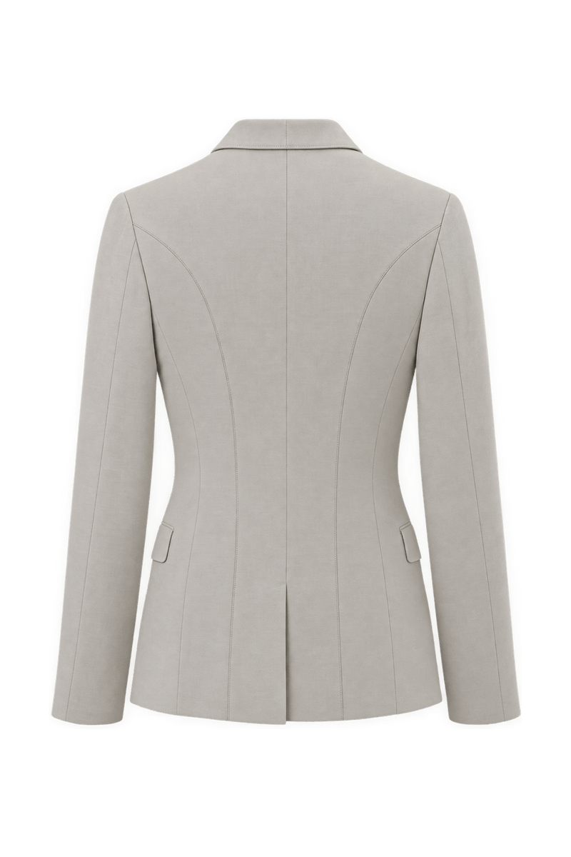 1980s Light Cream Woven Fabric Blazer - Back View