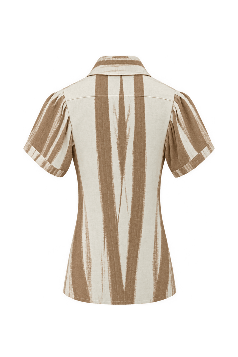 1970s Cream Unverified Woven Blouse - Back View