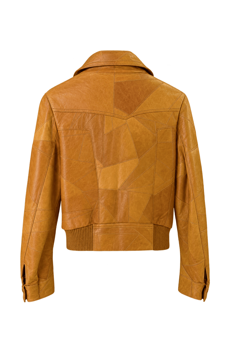1970s Warm Cognac Brown Leather Jacket - Back View