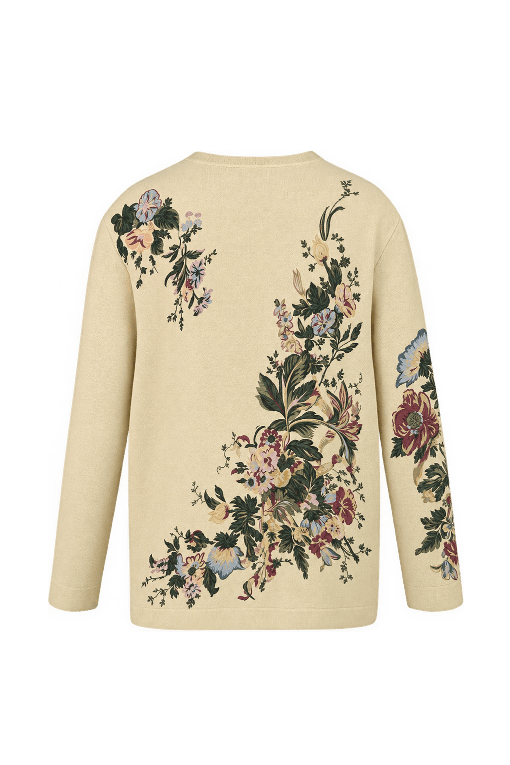 1980s Pale Butter Yellow Knit Cardigan - Back View