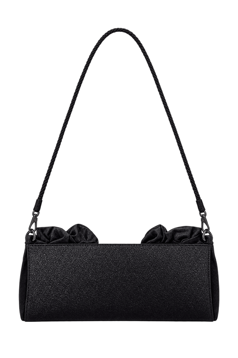 1980s Black Satin Evening Bag - Back View