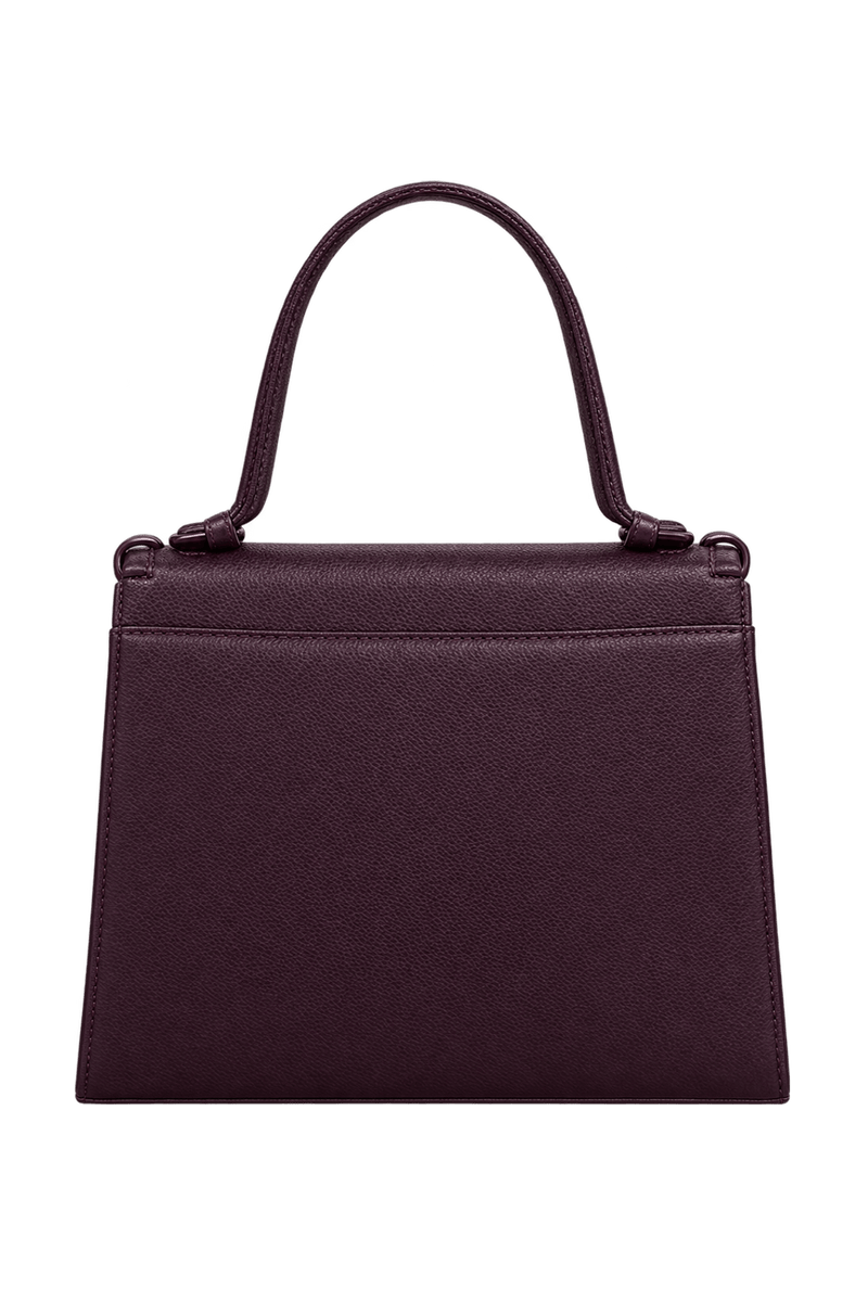 1990s Deep Burgundy Leather Handbag - Back View