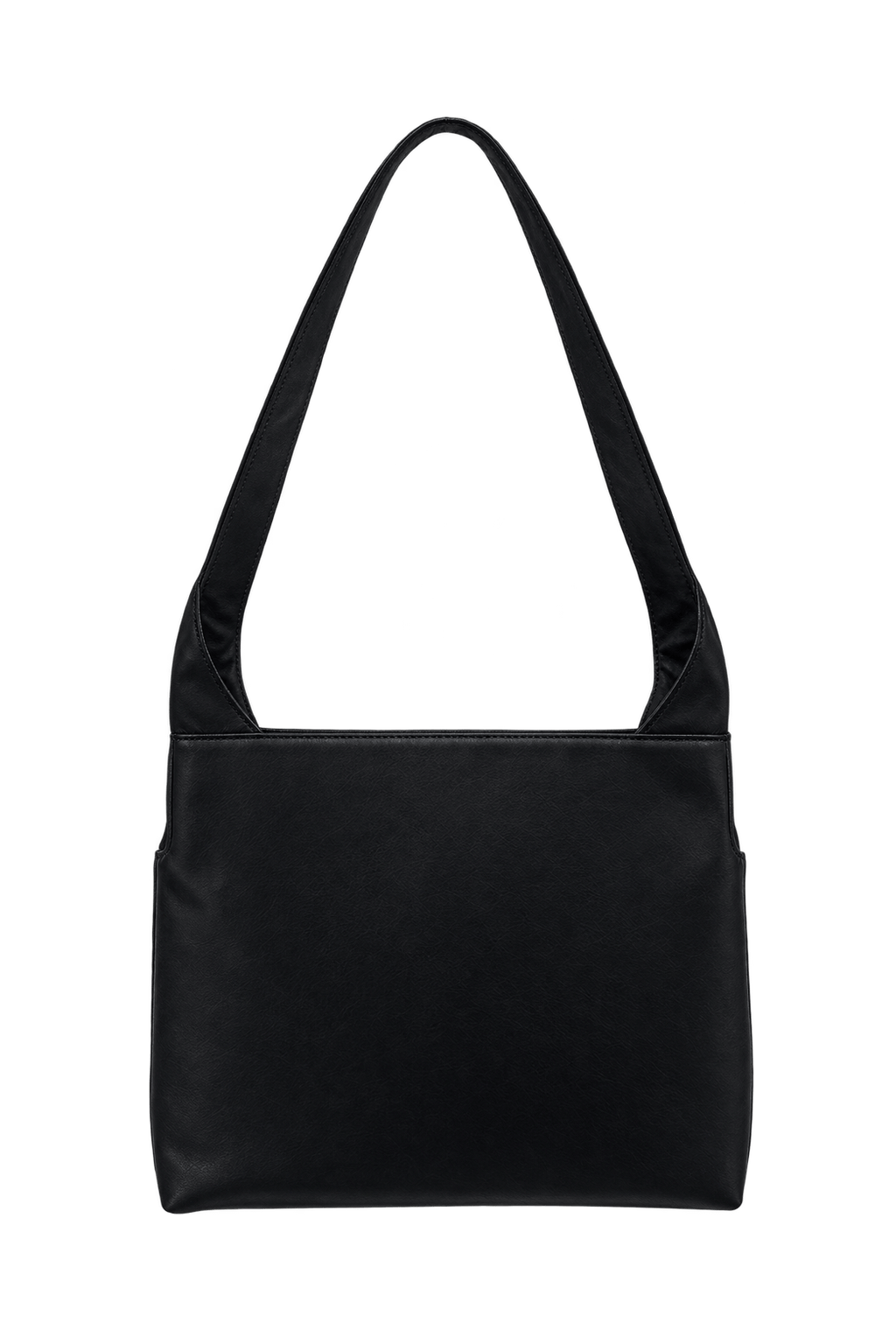 [1980s] Black Leather-like Shoulder Bag - Back View