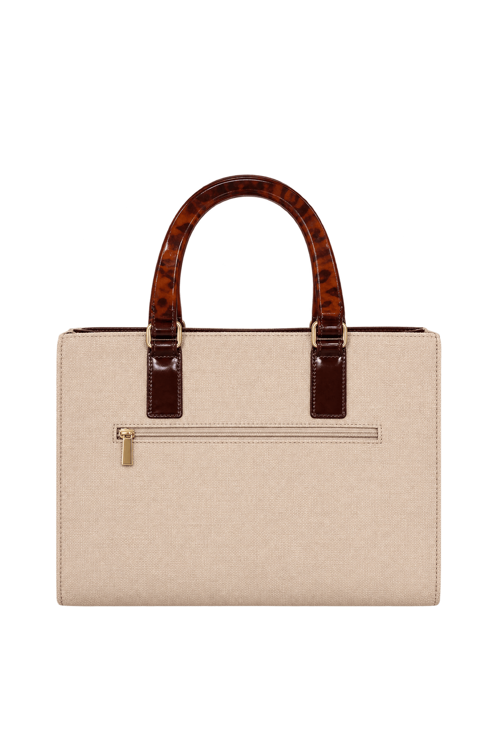 1980s Beige Woven Handbag - Back View