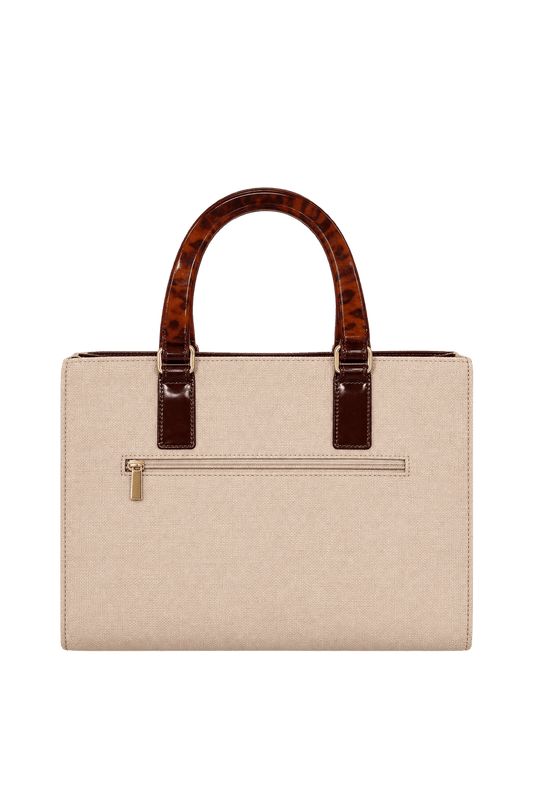 1980s Beige Woven Handbag - Back View