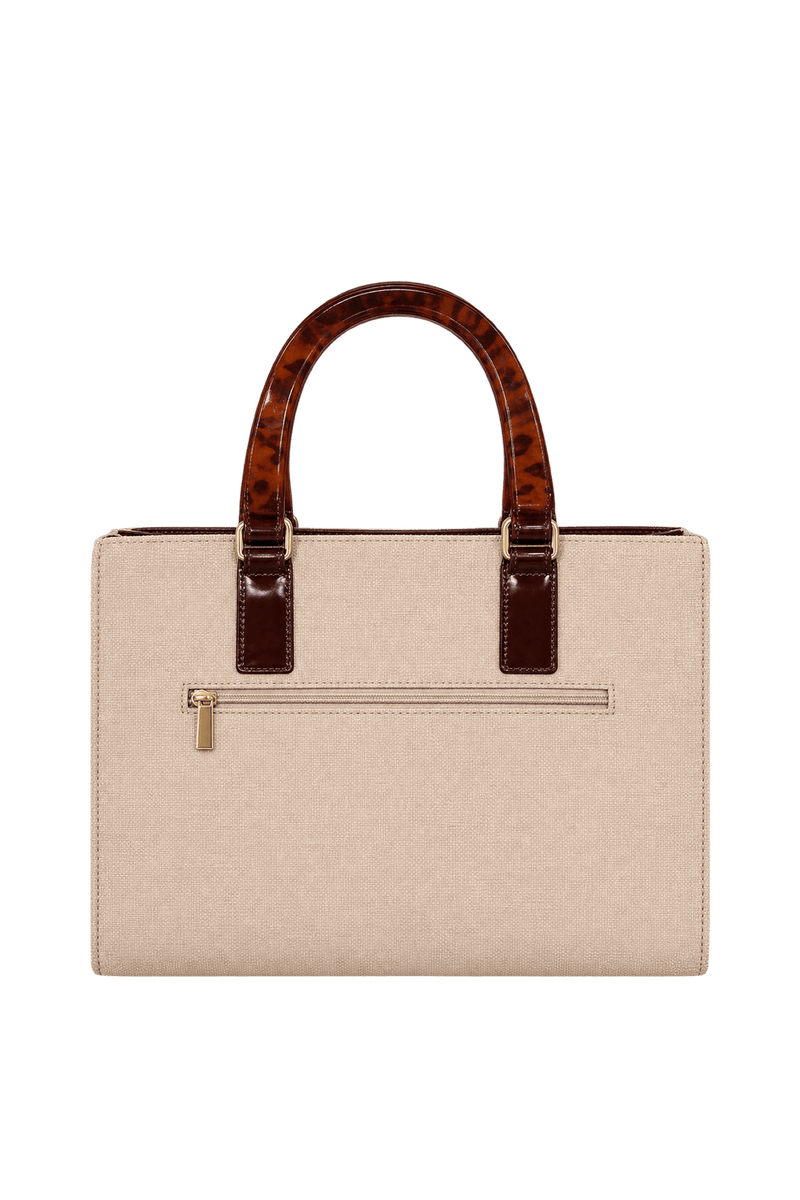 1980s Beige Woven Handbag - Back View