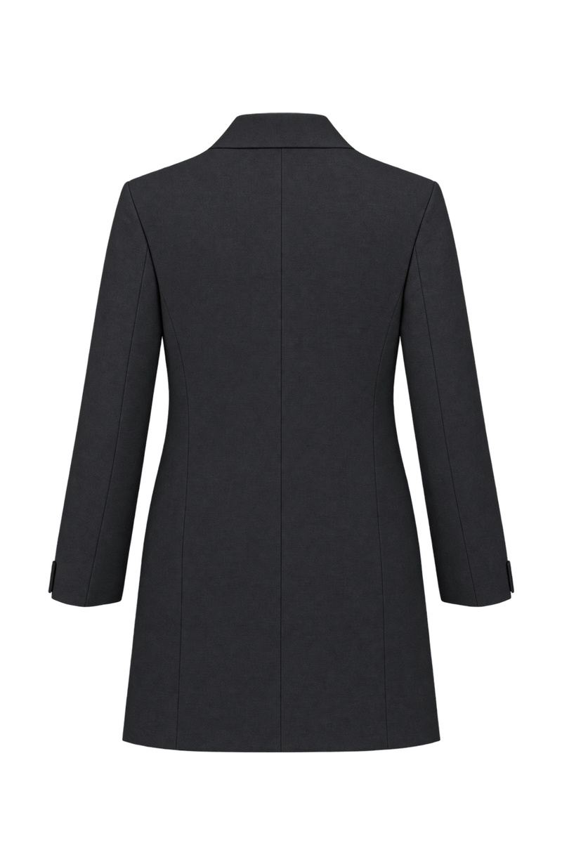 1990s Black Unverified Woven Blazer - Back View