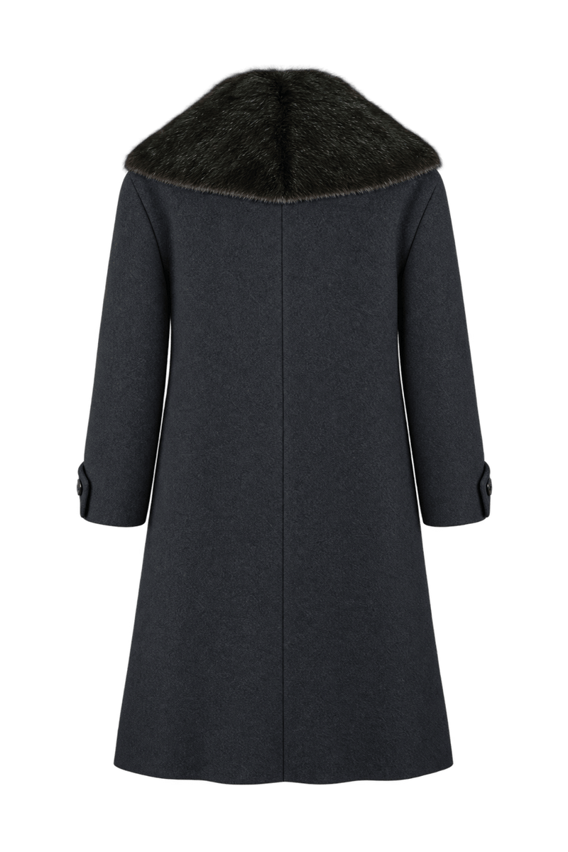 1980s Black Wool Coat - Back View