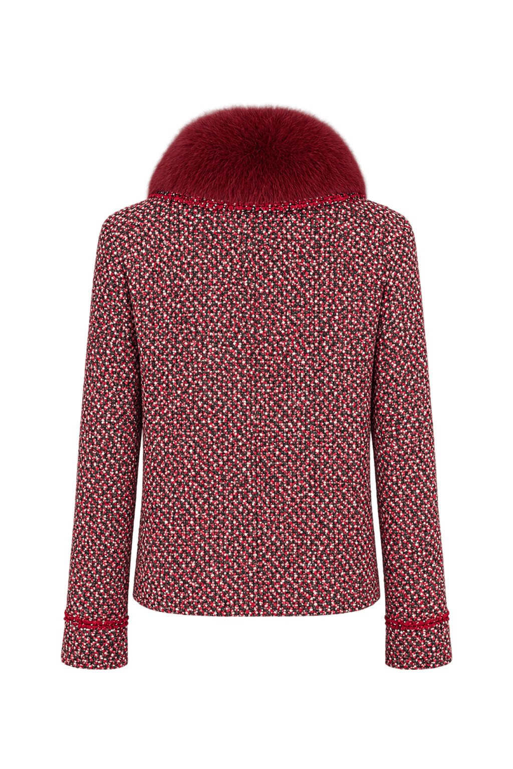 1990s Burgundy Red Bouclé Jacket - Back View