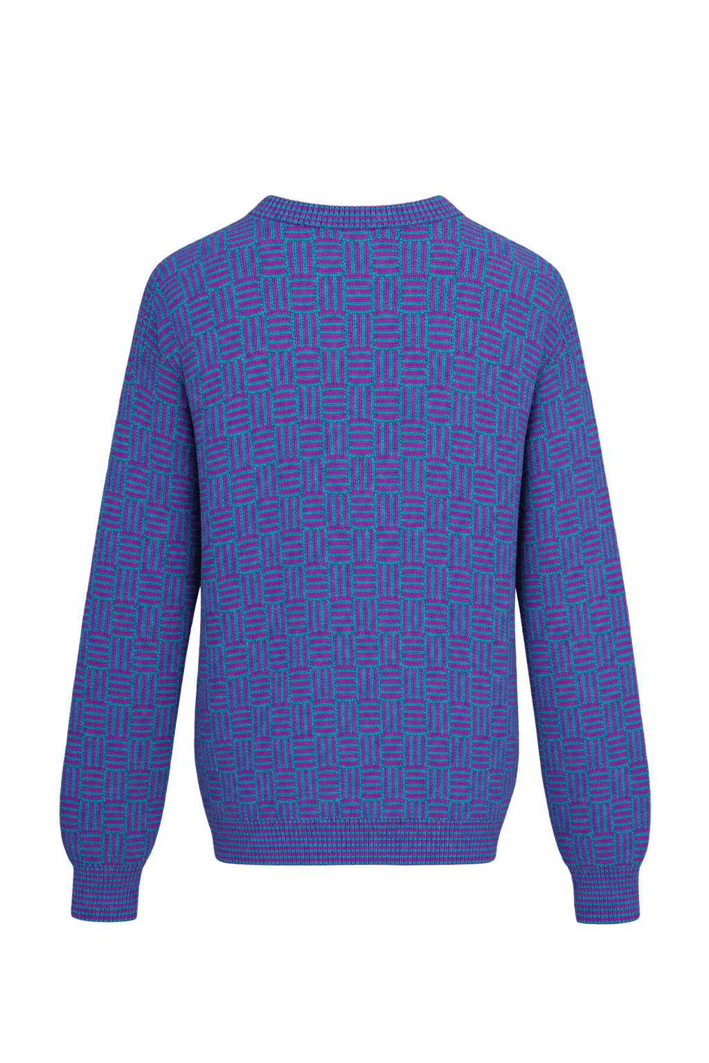 1980s Teal Blue Knit Sweater - Back View