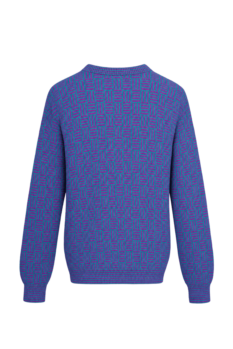 1980s Teal Blue Knit Sweater - Back View
