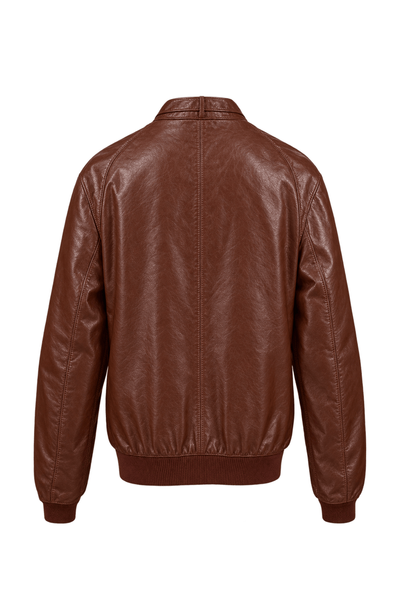 1980s Reddish Brown Leather Jacket - Back View