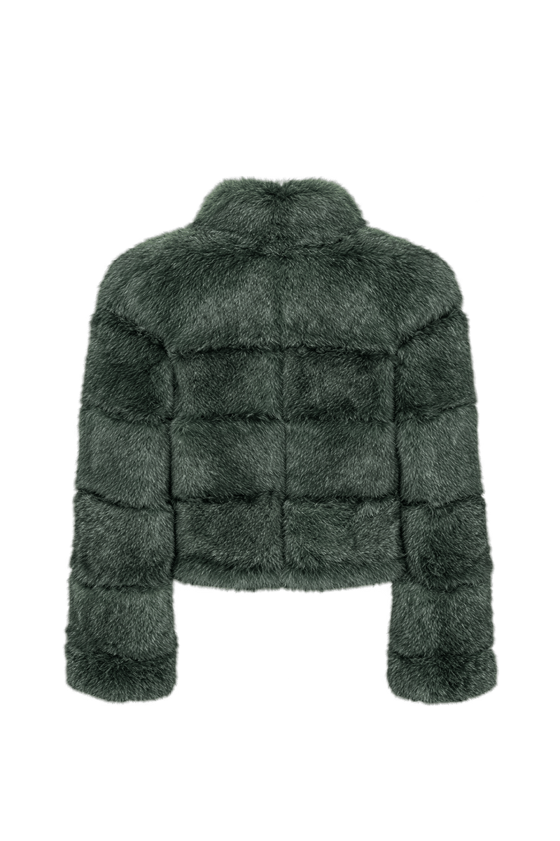 1980s Charcoal Grey Fur Coat - Back View