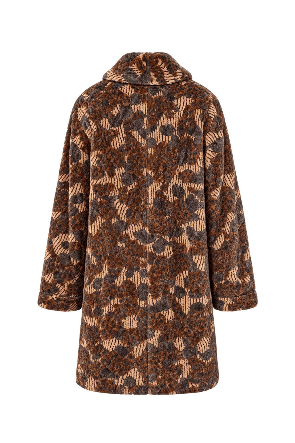 1980s Charcoal Grey and Rust Brown Fur Coat - Back View